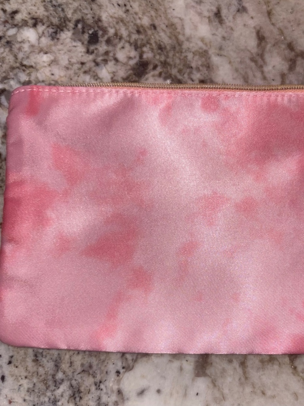 Ipsy Pink White Satin Makeup Bag with Zipper, new